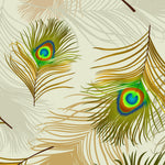 Load image into Gallery viewer, Close-up detail showing peacock feather eyes in blue and green against olive and gold barbs