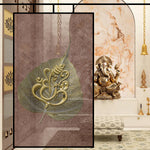 Load image into Gallery viewer, Golden Ganesha on peepal leaf glass film on a window — Lolli & Omi