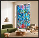 Load image into Gallery viewer, Blue stained glass mandala film on a window — Lolli & Omi