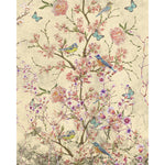 Load image into Gallery viewer, Vintage blossom birds blind pattern in pink, blue, green and brown, full design view