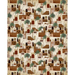 Load image into Gallery viewer, Terracotta desert village blind pattern in white, brown, green and orange, full design view
