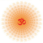 Load image into Gallery viewer, Sacred Om Mandala blind pattern in red and orange, full design view
