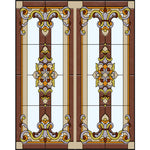 Load image into Gallery viewer, Victorian Scroll Doorway glass film pattern in mahogany, ochre and grey, full design view