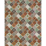 Load image into Gallery viewer, Boho mandala patchwork blind pattern in brown, green, orange and white, full design view