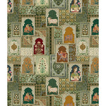 Load image into Gallery viewer, The Emperor's Miniature Gallery blind design in green, brown, yellow and white, full view