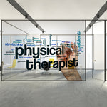 Load image into Gallery viewer, Physical therapy word cloud glass film on a clinic window — Lolli & Omi