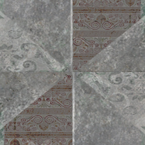 Vintage Grey Textured Patchwork Geometry Wallpaper