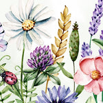 Load image into Gallery viewer, Close-up detail of Watercolor Wildflower Meadow showing wildflowers and insects