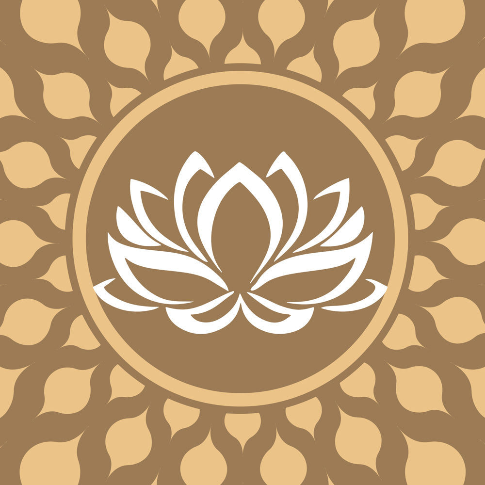 Close-up detail of Sacred Lotus Harmony showing the white lotus medallion
