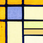Load image into Gallery viewer, Close-up detail of Amber Deco Sunlight showing leaded rectangles and blue grid