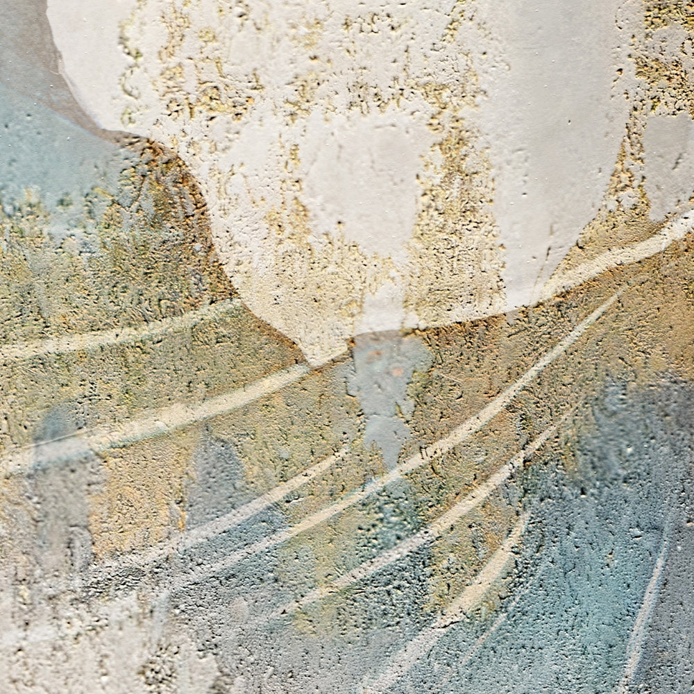 Close-up detail of Golden Magnolia Fresco showing gold leaf on plaster texture