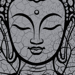 Load image into Gallery viewer, Close-up detail of Bodhi Buddha Serenity showing the face over leaf veins