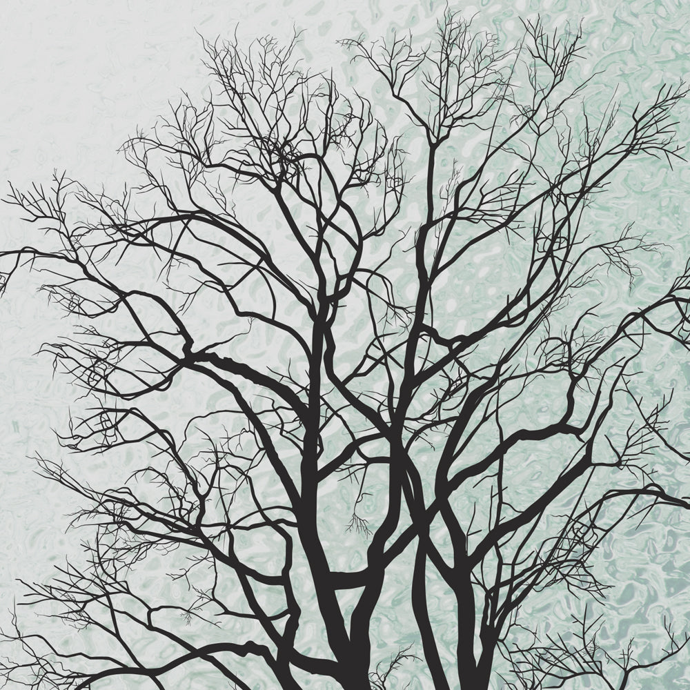 Close-up detail of Sage Winter Treeline showing fine bare branchwork
