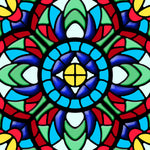 Load image into Gallery viewer, Close-up detail of Jewelled Rangoli showing a leaded medallion
