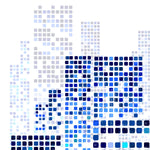 Load image into Gallery viewer, Close-up detail of Pixel Cityscape showing pixelated buildings and gradient