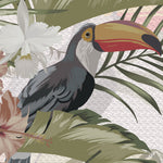 Load image into Gallery viewer, Close-up detail of Faded Toucan Paradise showing toucan beak and orchid