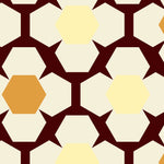 Load image into Gallery viewer, Close-up detail showing cream and mustard hexagons within a deep maroon lattice