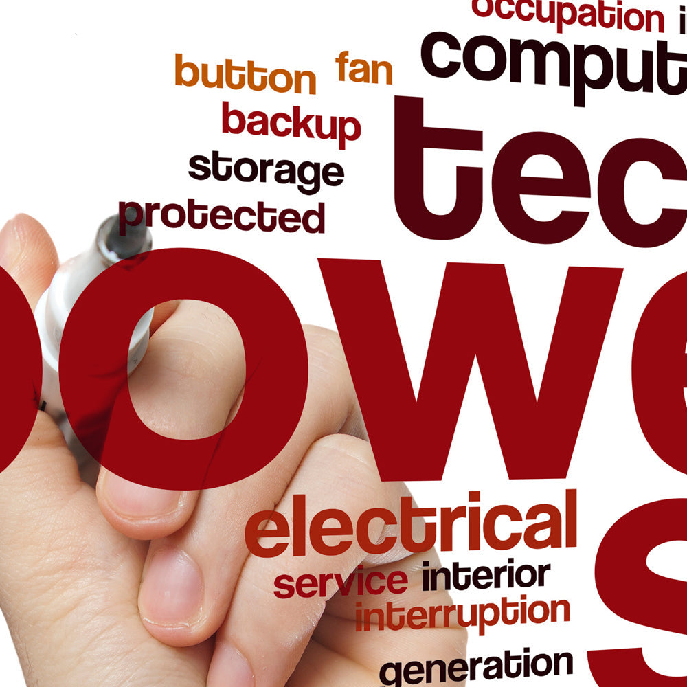 Close-up detail of Power & Technology showing technology vocabulary words