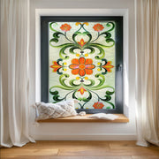 Marigold stained glass film on a window — Lolli & Omi