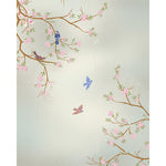 Load image into Gallery viewer, Cherry blossom and bird frosted glass film on a window — Lolli &amp; Omi