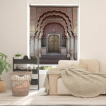Load image into Gallery viewer, Indian heritage blackout window blind showing a Rajasthani palace doorway with scalloped arches, marble columns and a brass door - Lolli &amp; Omi