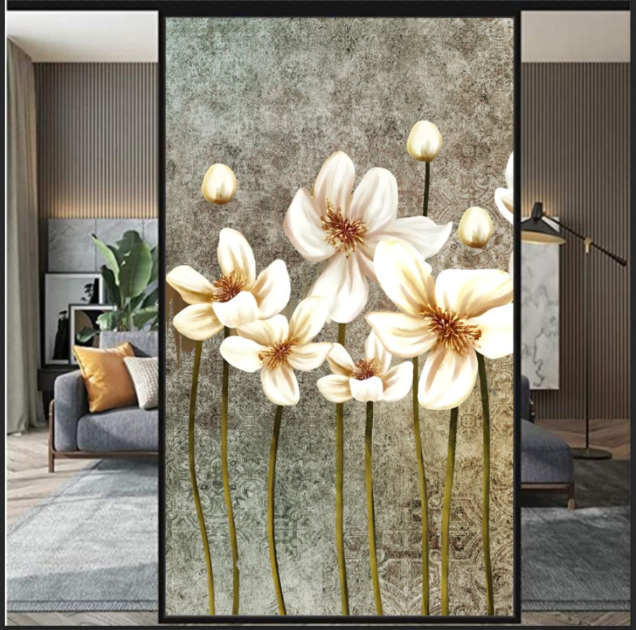 Vintage damask floral glass film on a window — Lolli & Omi