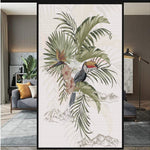 Load image into Gallery viewer, Vintage tropical toucan glass film on a window — Lolli &amp; Omi