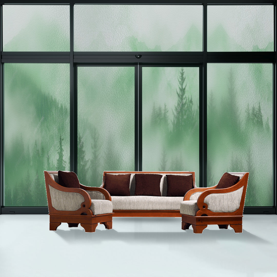 Green pine forest glass film on a window — Lolli & Omi