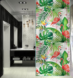 Load image into Gallery viewer, Tropical flamingo glass film on a window — Lolli &amp; Omi