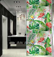 Tropical flamingo glass film on a window — Lolli & Omi