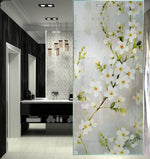 Load image into Gallery viewer, White Cherry Frost glass film pattern in white, green and yellow, full design view