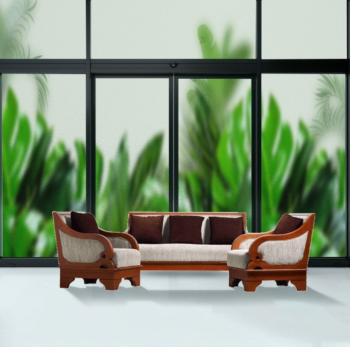 Green leaf border glass film on a window — Lolli & Omi