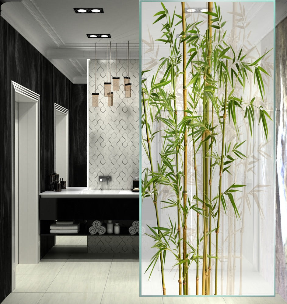 Bamboo grove glass film on a window — Lolli & Omi