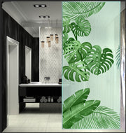 Tropical monstera leaf glass film on a window — Lolli & Omi