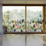 Load image into Gallery viewer, Watercolor Wildflower Meadow glass film on a window — Lolli &amp; Omi