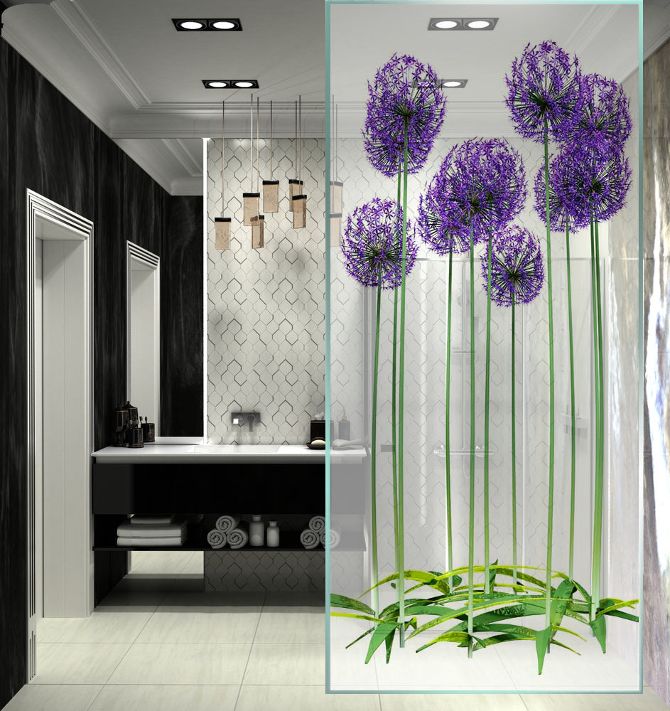 Purple Allium Garden glass film on a window — Lolli & Omi