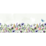 Watercolor Wildflower Meadow glass film pattern in purple, blue, pink and green, full design view