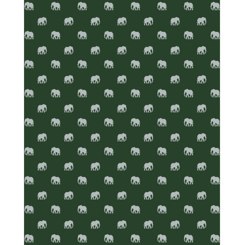 Forest green elephants blind pattern in green and grey, full design view