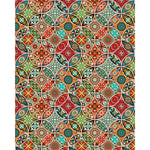 Load image into Gallery viewer, Bohemian Tile Carousel glass film pattern in terracotta, teal and cream, full design view