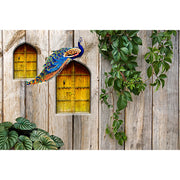 Royal Peacock Doorway blind pattern in brown, green and yellow, full design view
