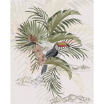 Load image into Gallery viewer, Faded Toucan Paradise glass film pattern in green, grey and blush, full design view