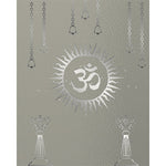 Load image into Gallery viewer, Celestial Om Rays glass film pattern in silver and grey, full design view