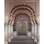 Load image into Gallery viewer, Rajasthani arch doorway blind design in pink, white, brown and green, full view