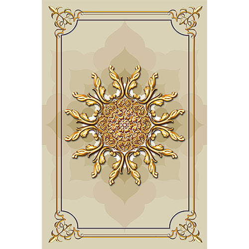 Golden Ornate Medallion glass film pattern in gold and orange, full design view