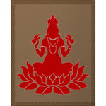 Load image into Gallery viewer, Lotus Lakshmi Blessing glass film pattern in red and taupe, full design view