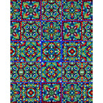 Load image into Gallery viewer, Jewelled Rangoli glass film pattern in cobalt, crimson and jade, full design view