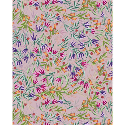 Blush wildflower meadow blind pattern in pink, purple, orange and green, full design view