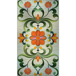 Load image into Gallery viewer, Marigold Vine Bloom glass film pattern in orange, green and gold, full design view