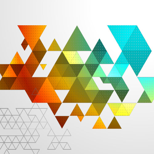 Geometric Color Mosaic glass film pattern in orange, red, yellow and green, full design view