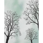 Load image into Gallery viewer, Sage Winter Treeline glass film pattern in black and sage green, full design view